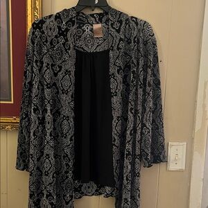 White Stag Black and Gray Paisley Cardigan